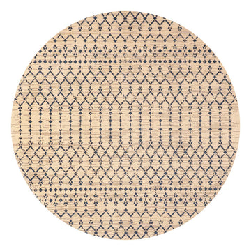 Ourika Moroccan Geometric Textured Weave Indoor/outdoor Round Rug